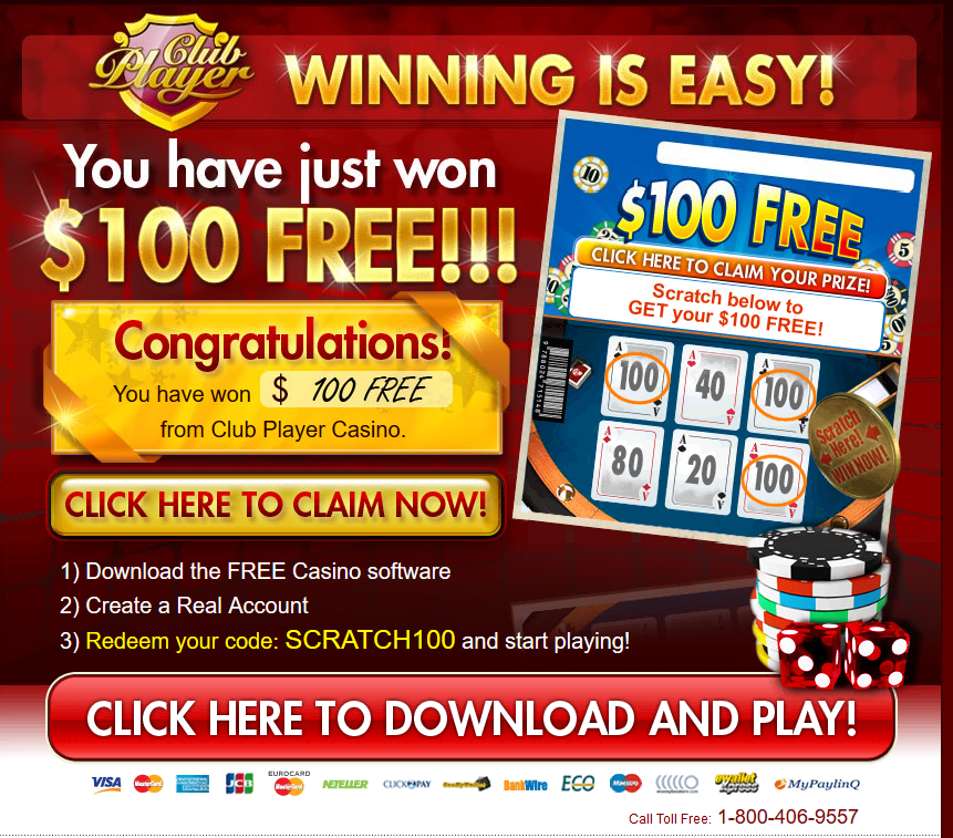 Club Player │You've Just won $100 Free